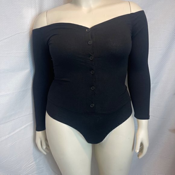 Fool In‎ Love Off Shoulder Bodysuit Black Size 2X RefFNB - Picture 9 of 16